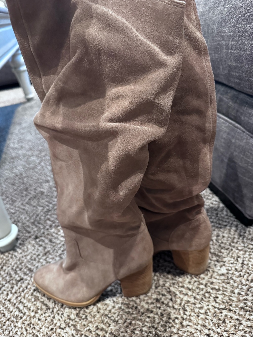 Steve Madden Taupe Suede Over-the-Knee Slouch Boots